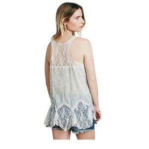 Free People Bell Trapeze top in Mint/white lace